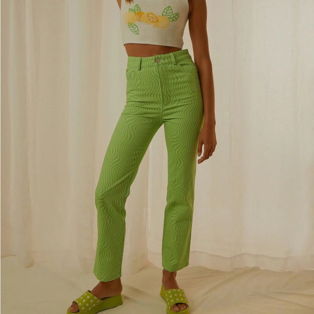 LIME WAVE PANTS - **NWT ** BTQ * funky pants